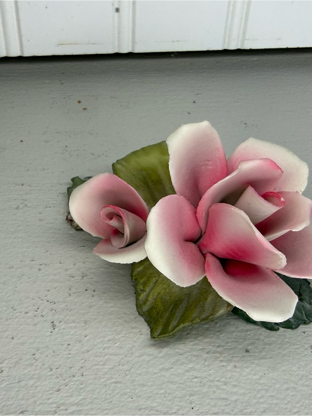 Vintage Napoleon Capodimonte Porcelain Pink Rose Flower Figurine Italy